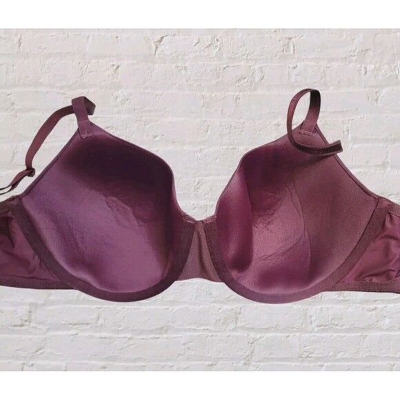 Vanity Fair 34DD Burgundy Satin Bra Beautifully Smooth Underwire 75273 Lingerie - Picture 4 of 5